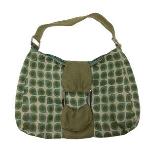 1154 Lill Studio Green Mixed Print Fabric Shoulder Bag